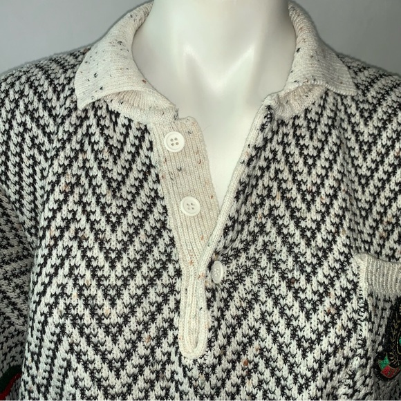 v i n t a g e :: Slouchy Chevron Grandpa Knit Sweater - Picture 2 of 12